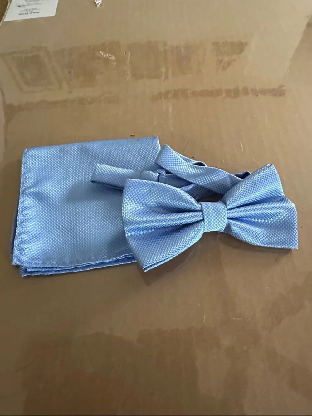 Light Blue Bow Tie and Pocket Square Set